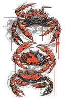 crab beach scene tattoo design idea