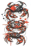 crab beach scene tattoo design idea