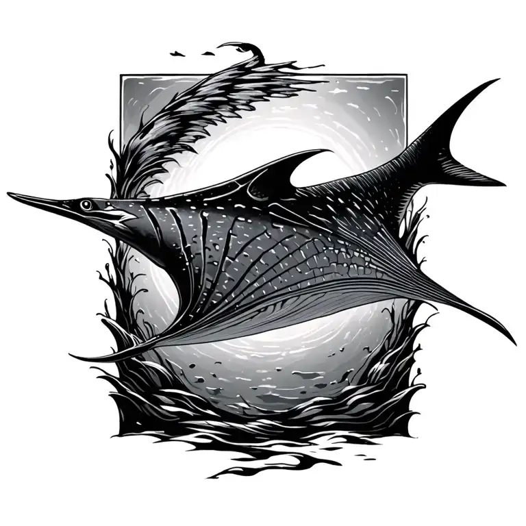 eagle ray gracefully swimming tattoo design idea