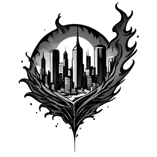 Burning City tattoo design idea