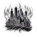 Burning City tattoo design idea