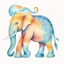 elephant tribal head and shoulder, pisces cancer Aquarius Gemini Taurus constellations tattoo design idea