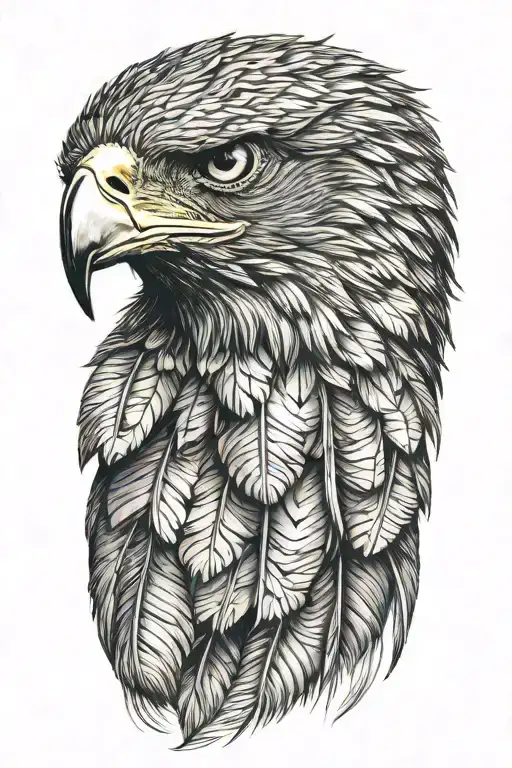 A single golden eagle feather tattoo design idea