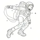 astronaut floating in space tattoo design idea