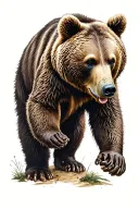 April, bear walking tattoo design idea