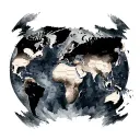 old looking world map tattoo design idea