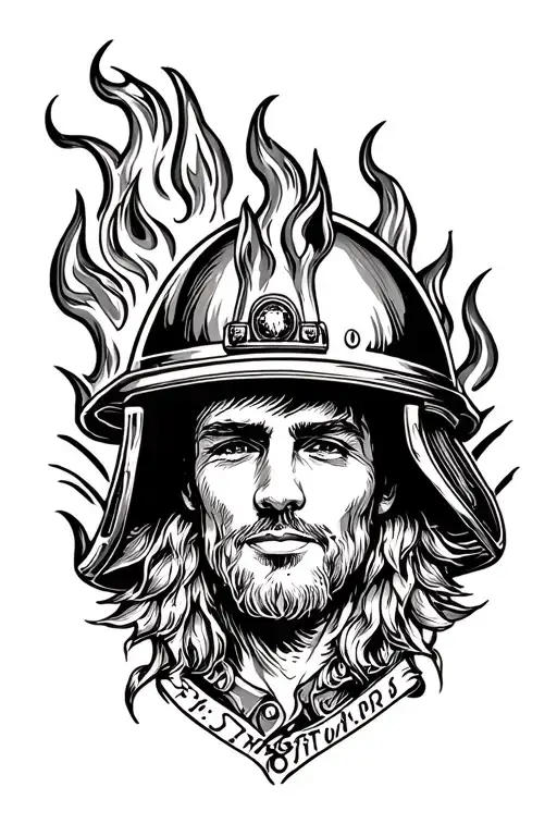 fire helmet tattoo design idea