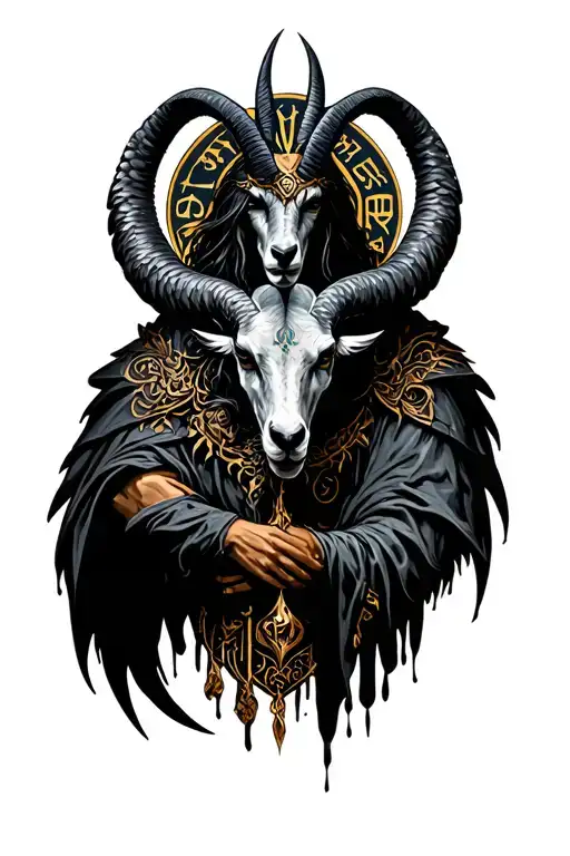 arcangel Uriel with capricorn zodiac sign tattoo design idea