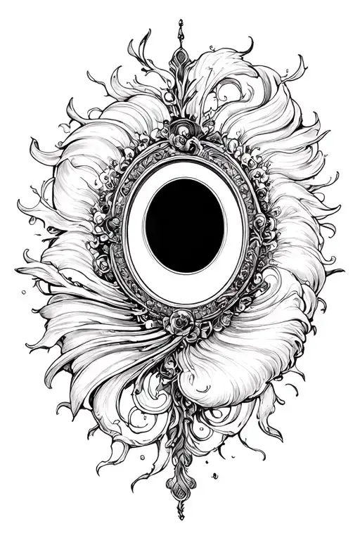 An oval mirror with a separate vortex inside tattoo design idea