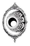 An oval mirror with a separate vortex inside tattoo design idea