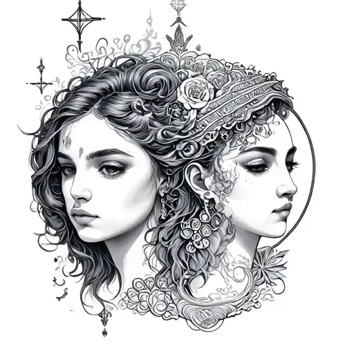 gemini and aquarius tattoo design idea