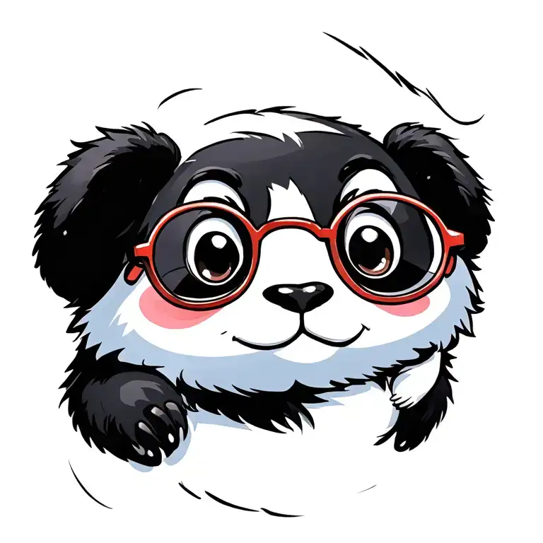 panda wearing glasses face mole sitting tattoo design idea