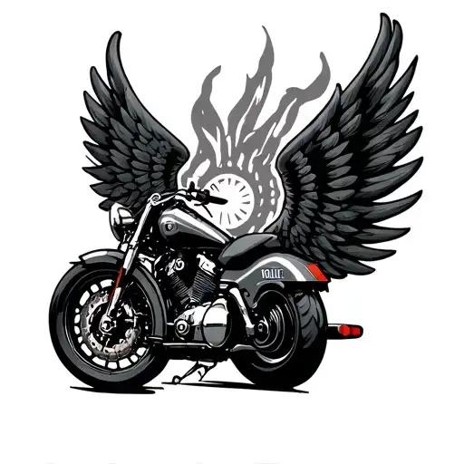 Police motorcycle winged wheel intertwined tattoo design idea