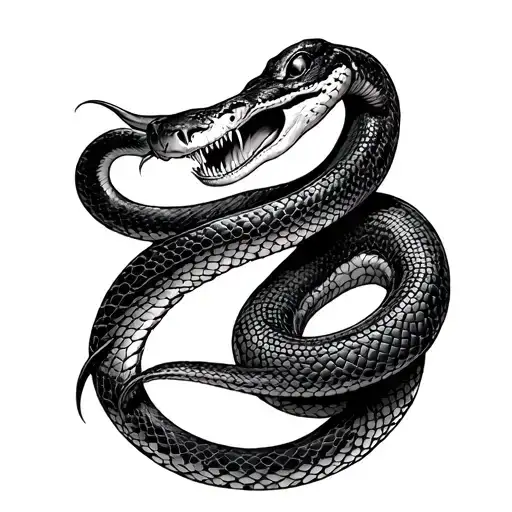 snake eating woman tattoo design idea