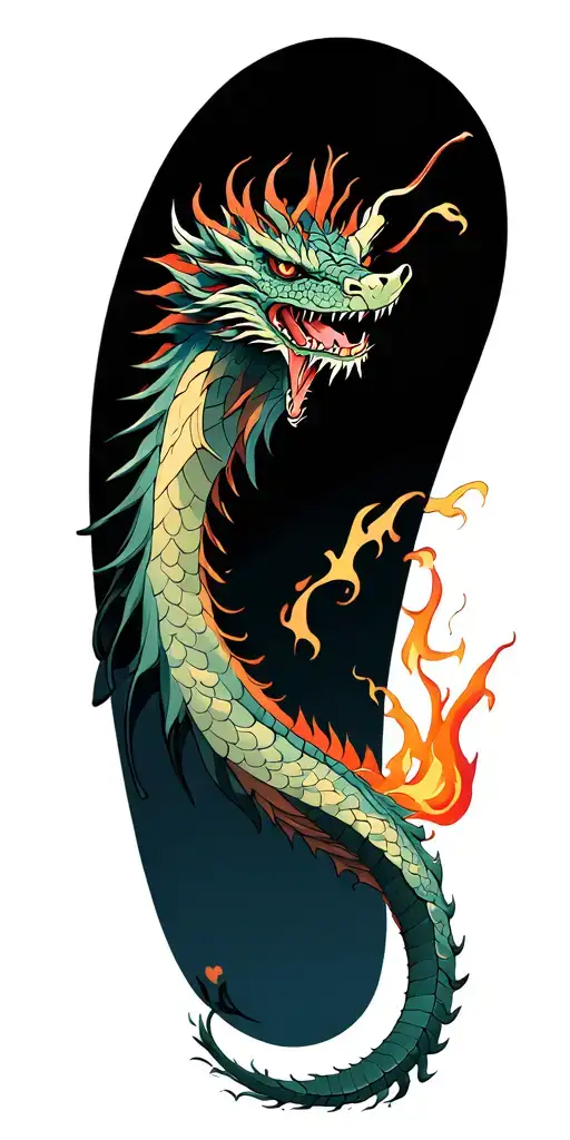 dragon breathing fire tattoo design idea