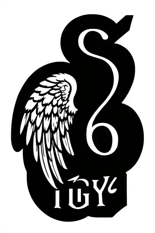 IGY6 ' IGY6' symbol with angel wings tattoo design idea