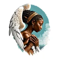 African angels pray hands tattoo design idea