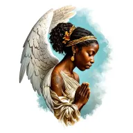 African angels pray hands tattoo design idea