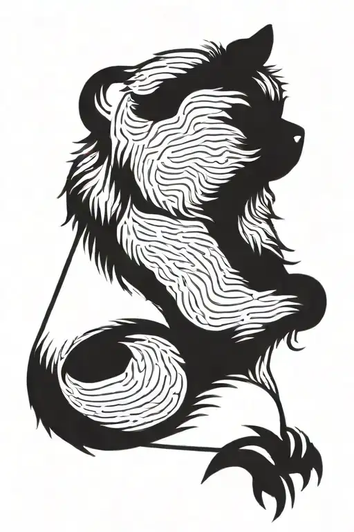 smooth coat chow chow sitting down silhouette tattoo design idea