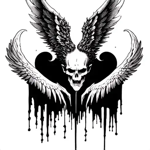 LUCIFER WINGS IN THE MIDDLE tattoo design idea