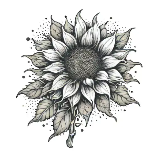 A vibrant sunflower growing out of a dark cloud, representing hope and positivity tattoo design idea