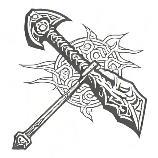 leviathan axe with mjolnir hammer tattoo design idea