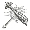 leviathan axe with mjolnir hammer tattoo design idea