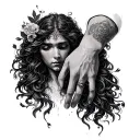 Eurydice And Orpheus hands tattoo design idea