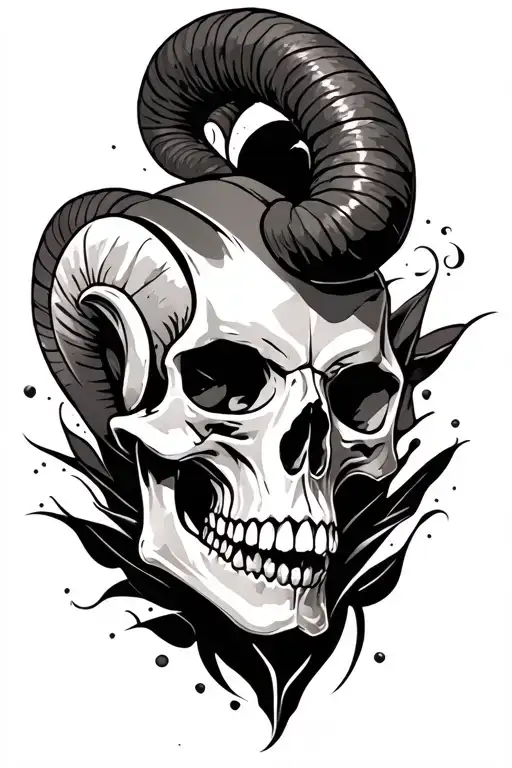 aries skull tattoo design idea