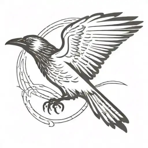 Flying crow flying tattoo design idea