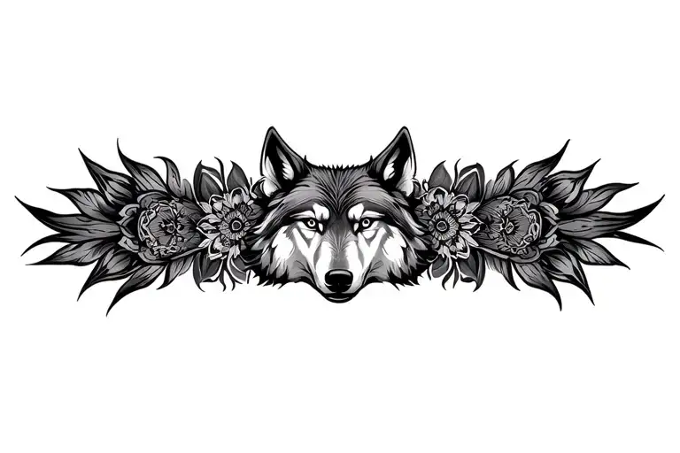 mandala and wolf head tattoo design idea