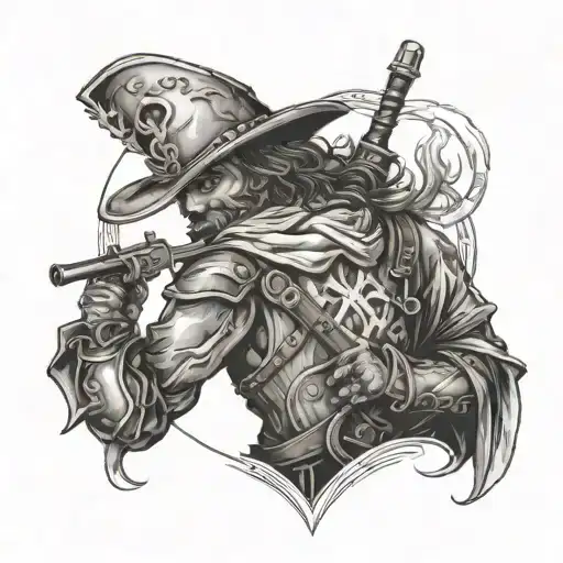 musketeer looking at neo chemistry arena tattoo design idea