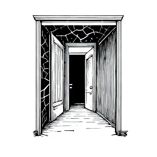 inside a dark room the door cracks open allowing light in tattoo design idea