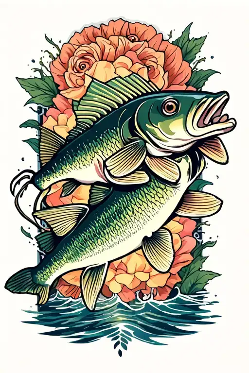 bass fish tattoo design idea