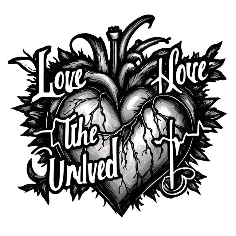 "Love the Unloved" Heartbeat line tattoo design tattoo design idea