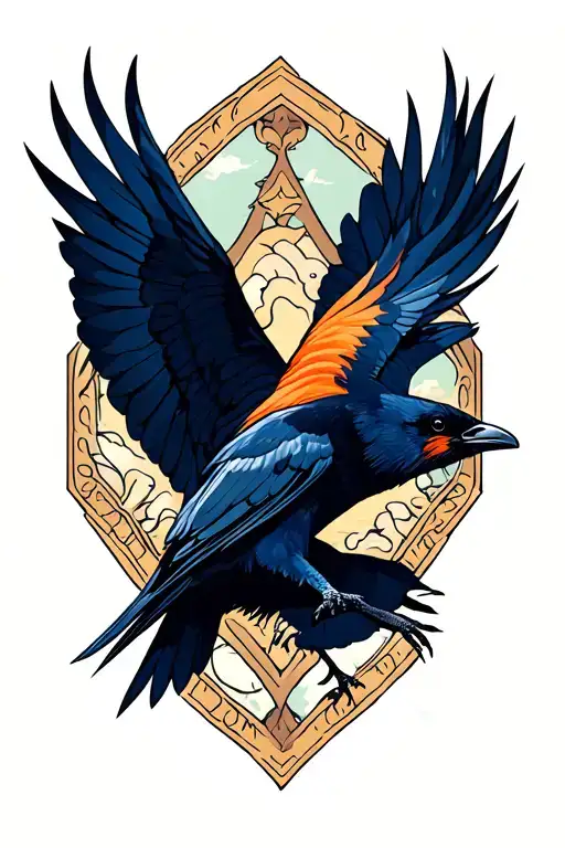 crow flying tattoo design idea