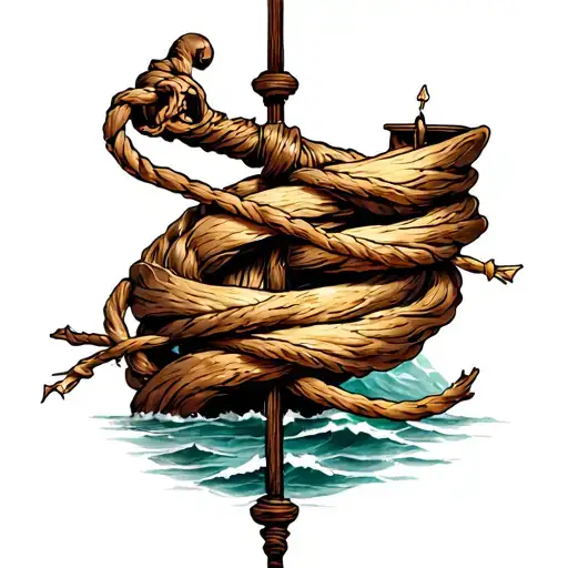 tied to mast tattoo design idea