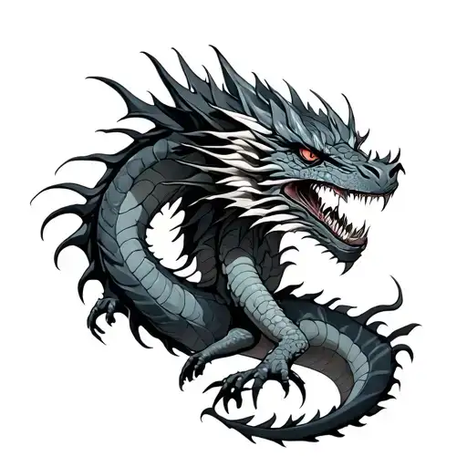 alive dragon and dead dragon tattoo design idea