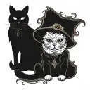 cat + halloween + witch tattoo design idea