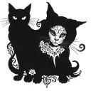 cat + halloween + witch tattoo design idea