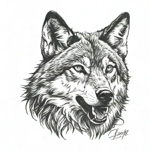red eye wolf tattoo design idea