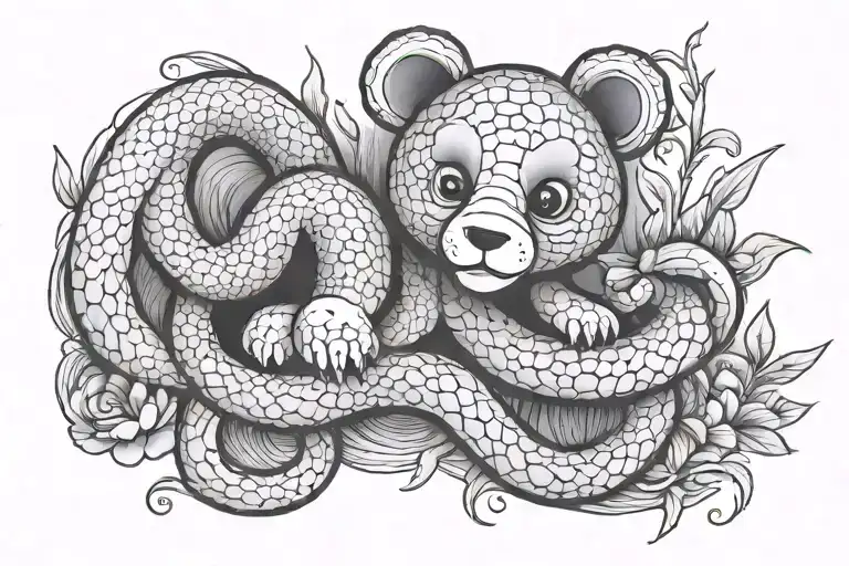 snake and teddy bear tramp tattoo tattoo design idea