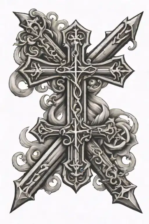 Iron Sharpens Iron Christian Cross tattoo design idea