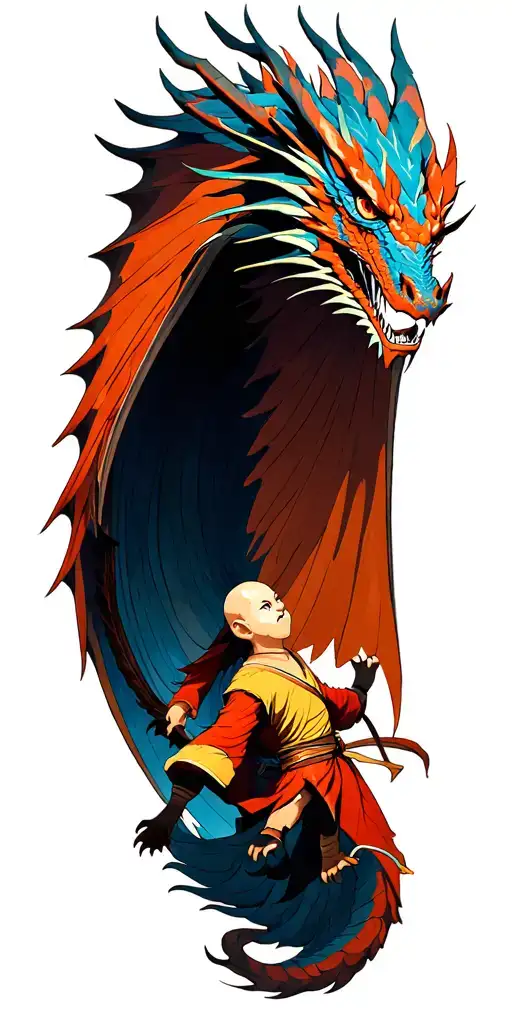 zuko and aang dragons flying tattoo design idea