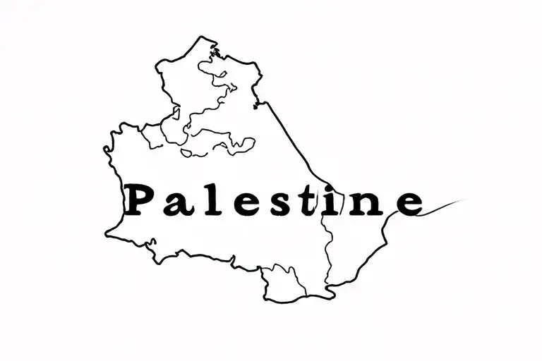 "Palestine" palestine map outline tattoo design idea