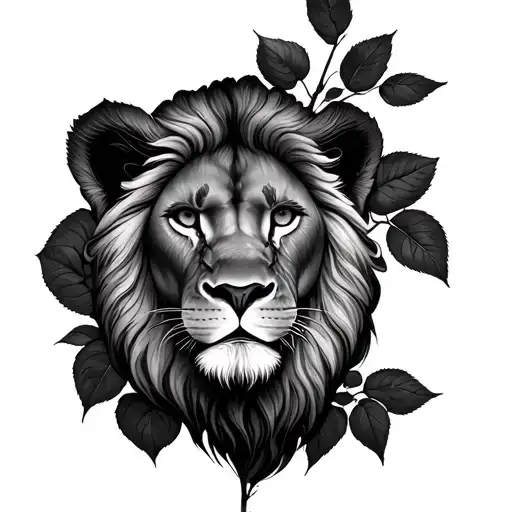 nala youn lion with rose background looking through lens tattoo design idea