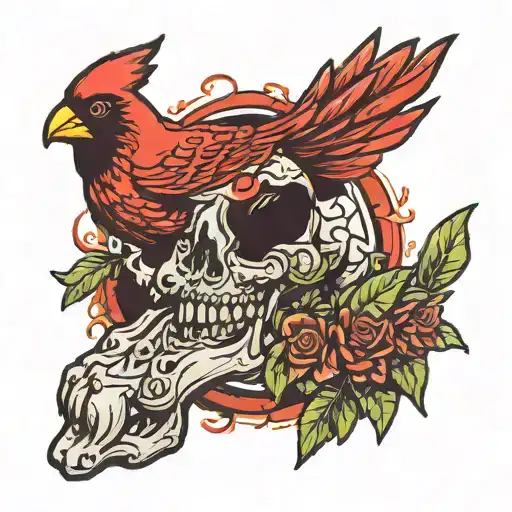 Zombie Hand Reaching from the Grave With a cardinal tattoo design idea