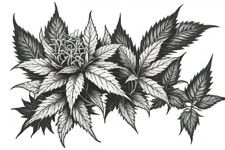 Weed plant growing tattoo design idea