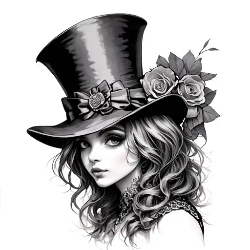 alternative girl madhatter tattoo design idea