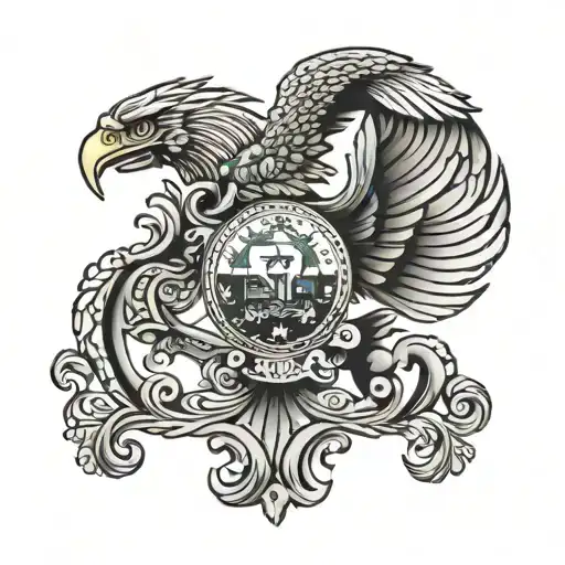 texas mexican flag intertwined being held by an eagle  tattoo design idea